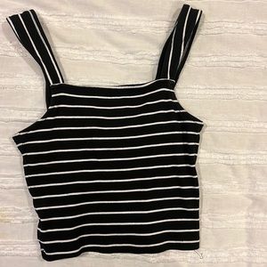 Black and White Striped Forever 21 Crop Top